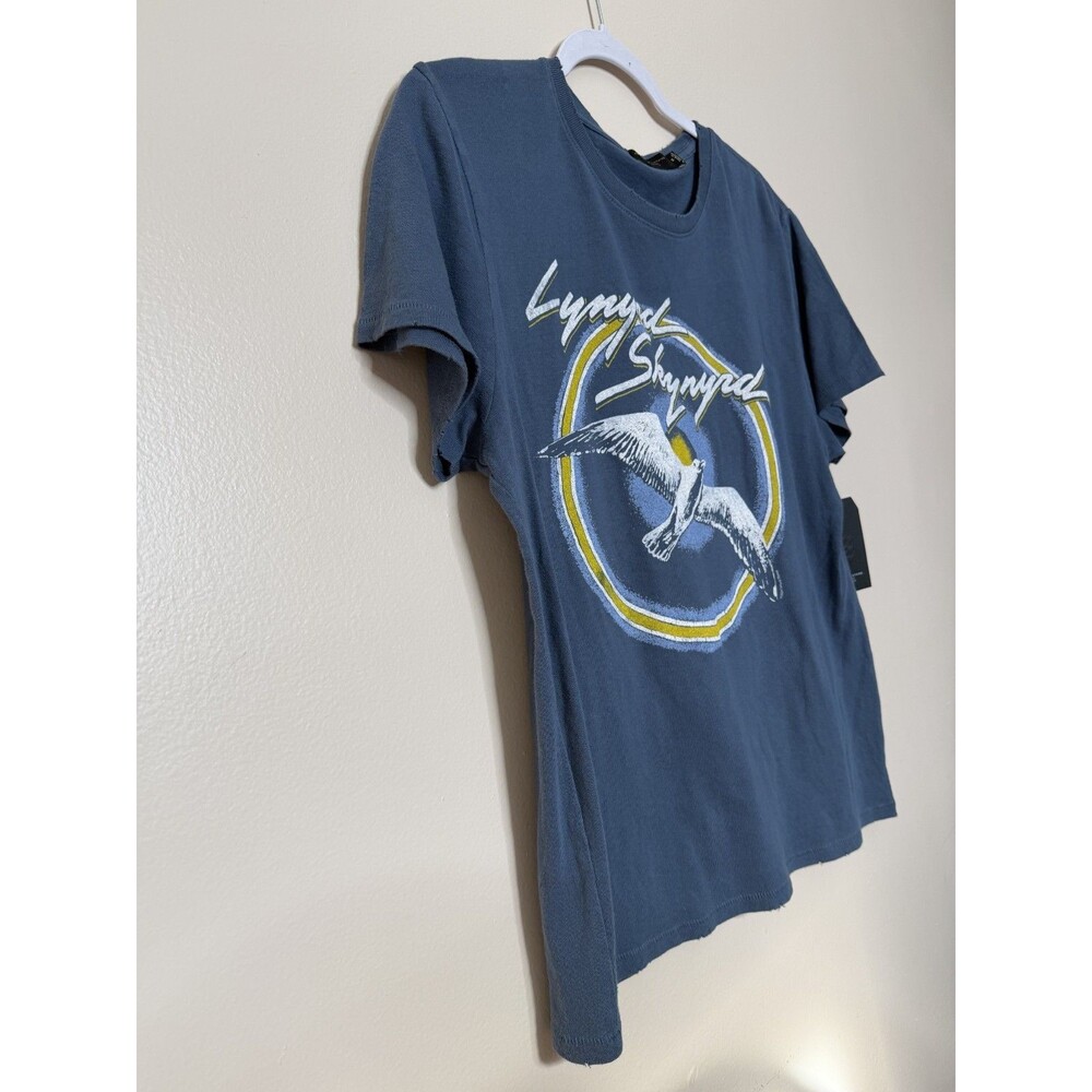 Junk Food Lynyrd Skynyrd Bird T-Shirt Womens Medium Blue Distressed Tee Shirt - Picture 2 of 10